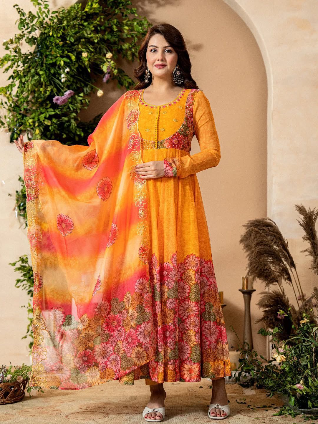 Maverick Fusion Embroidered Gown Set
